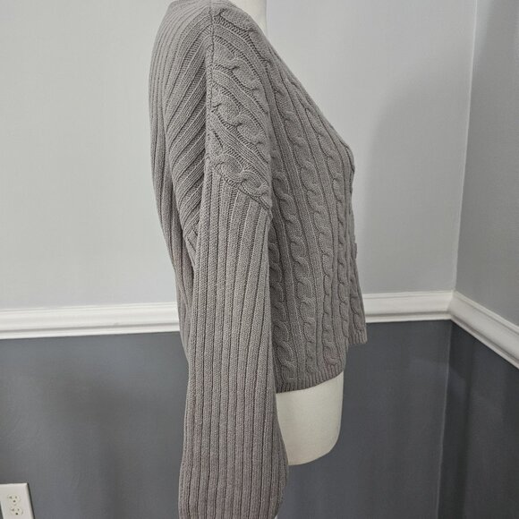 HOLLISTER gray CROPPED CARDIGAN knit buttons COTTON acrylic - Picture 6 of 10